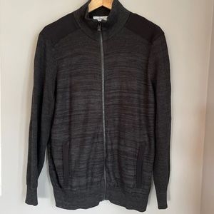 Calvin Klein mock neck full zip knit cardigan sweater size Large
